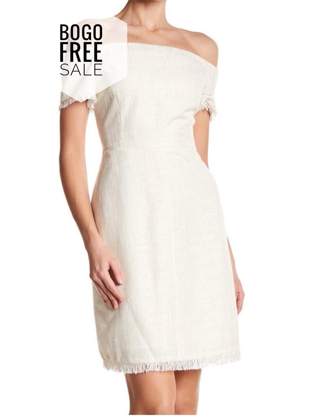 Nanette Nanette Lepore Short Sleeve Off-Shoulder Boucle Dress